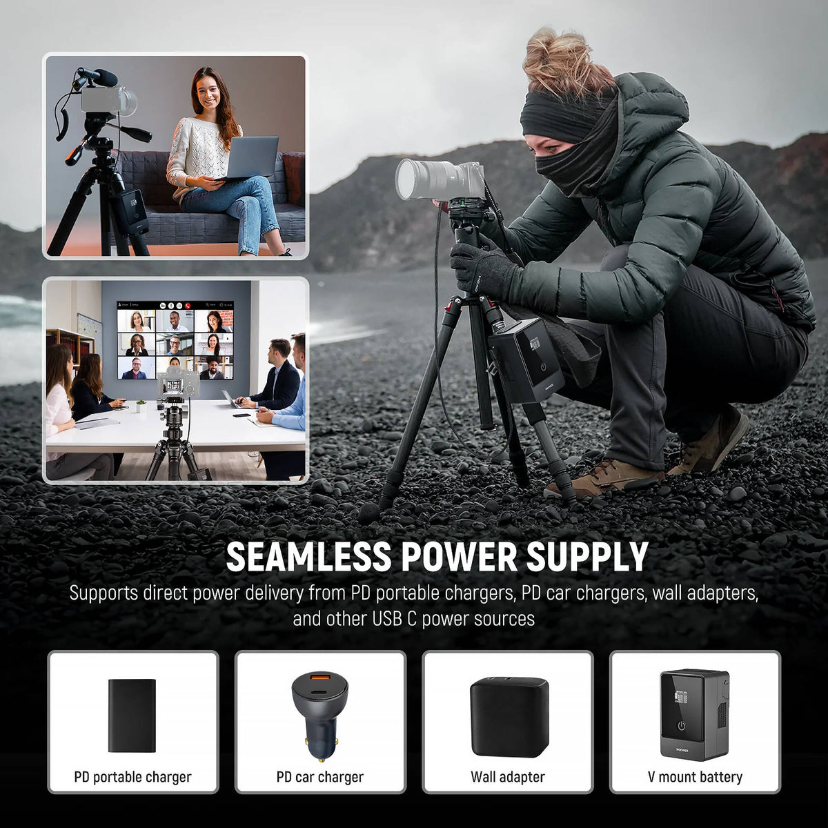 Adaptador de Corriente Neewer USB-C to NP-FZ100 Dummy (2.3') - vista trasera