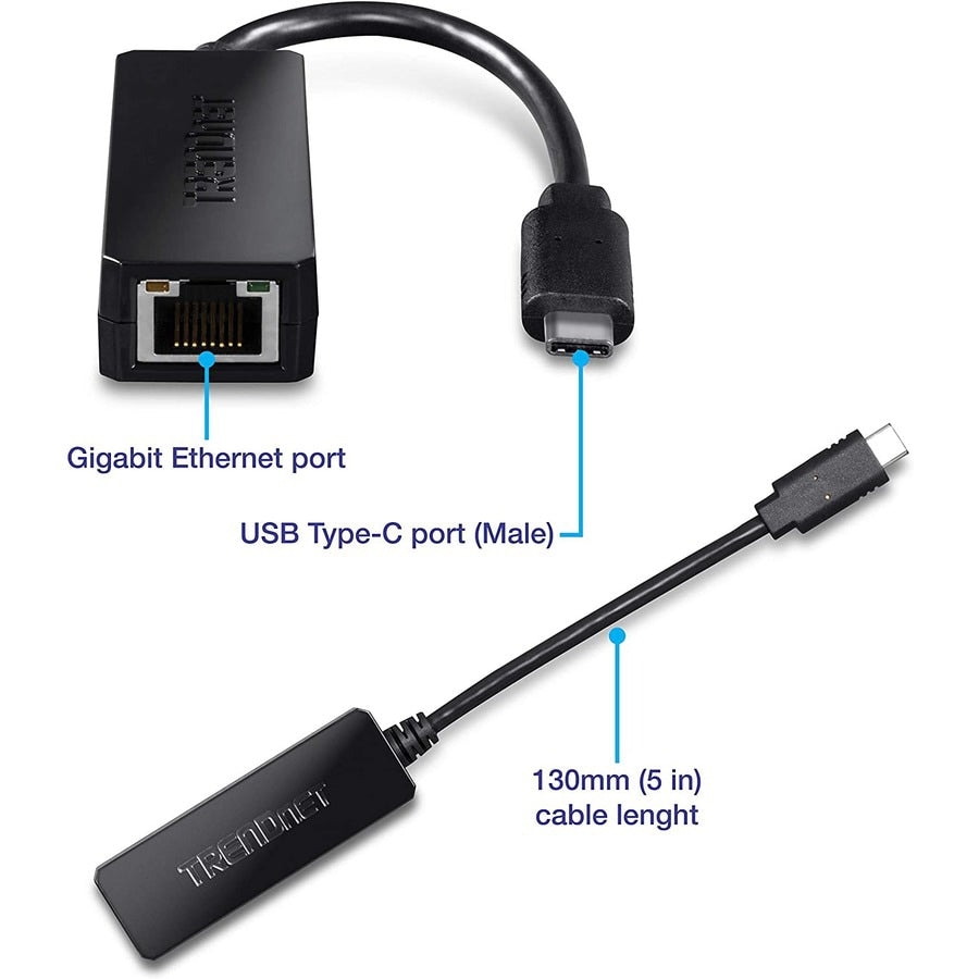 Adaptador WiFi Red TRENDnet USB Type-C to Gigabit Ethernet LAN Wired Network Adapter - vista 6