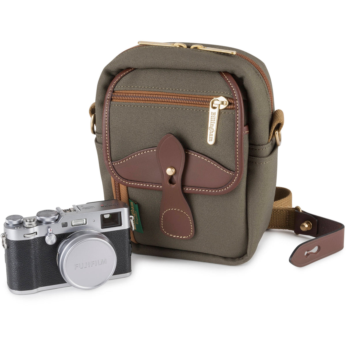 Bandolera Billingham Compact Stowaway (Sage FibreNyte / Chocolate Leather Trim, 1.8) - vista trasera