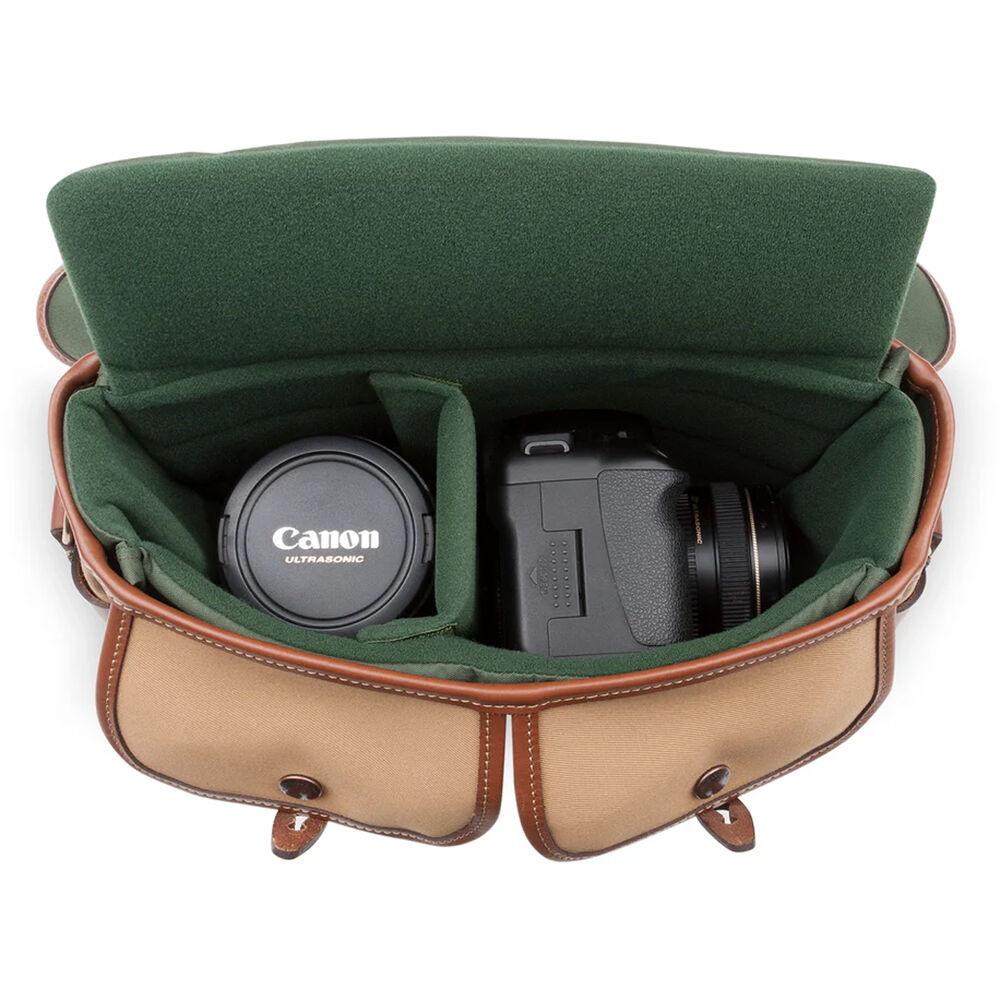 Bandolera Billingham Hadley Chico Pro (Khaki Canvas/Beige Leather Trim, 5L) - puertos y conexiones