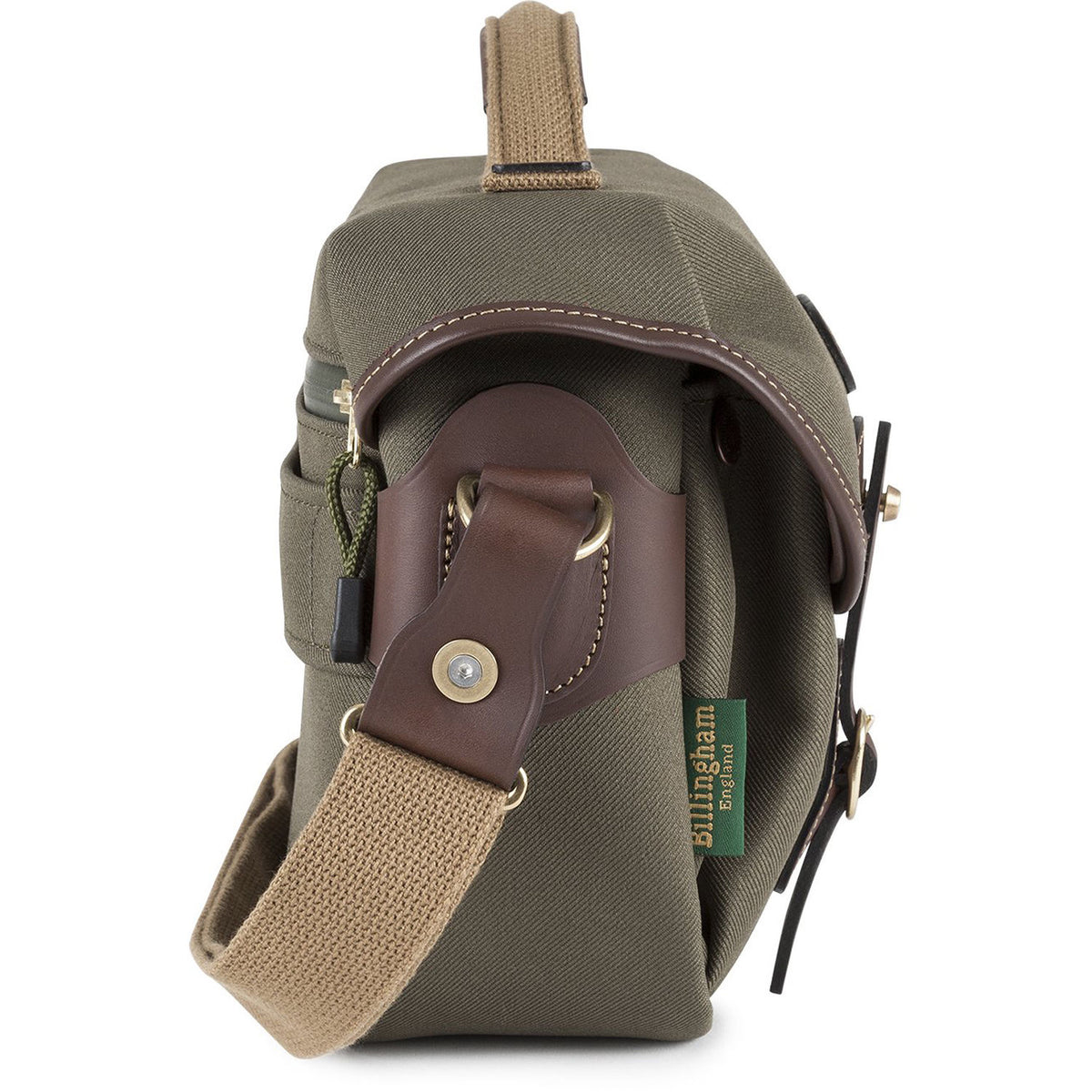 Bandolera Billingham Hadley Chico Pro (Sage FibreNyte/Chocolate Leather Trim, 5L) - detalle