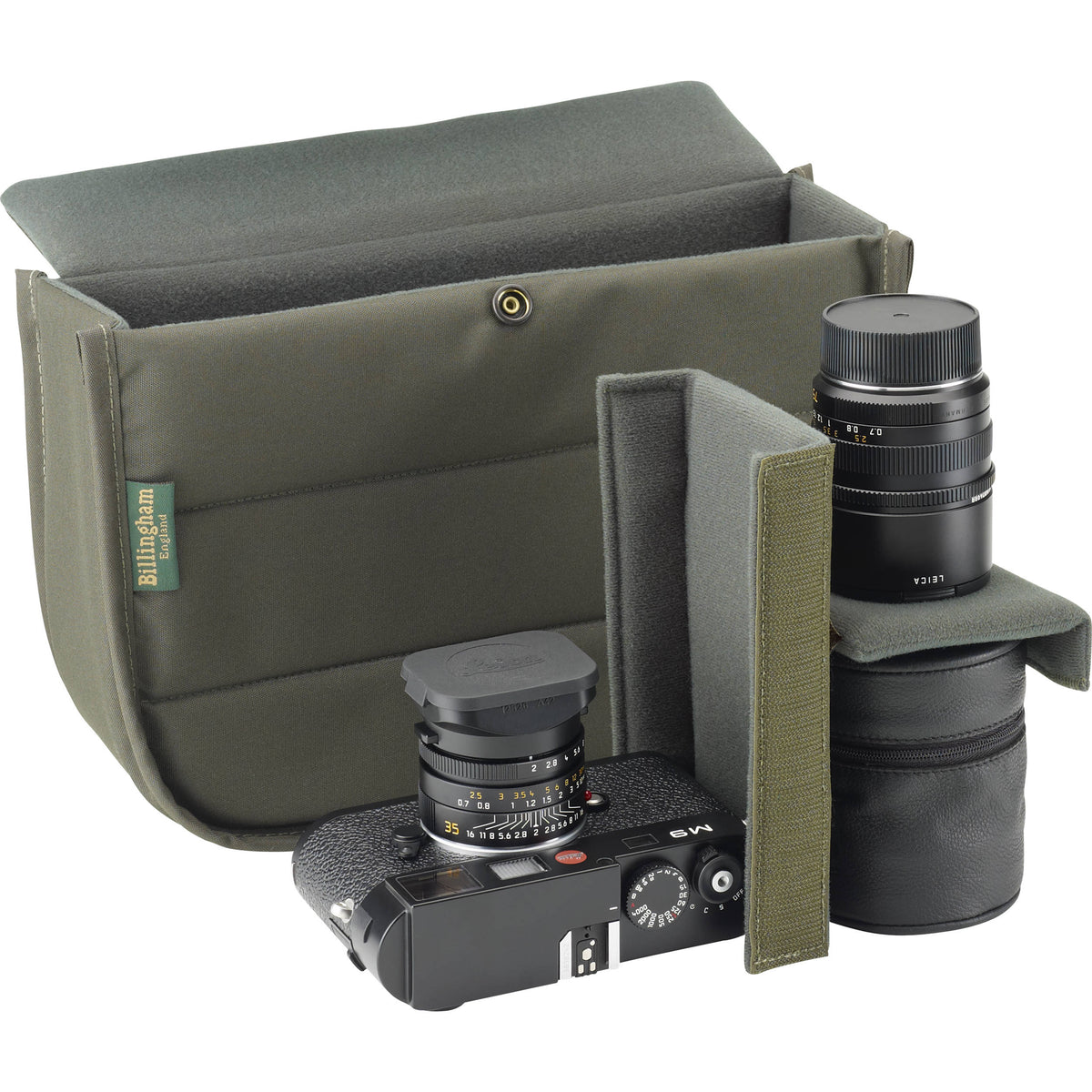 Bandolera Billingham Hadley (Negro con Negro Leather Trim, Chico) - vista lateral