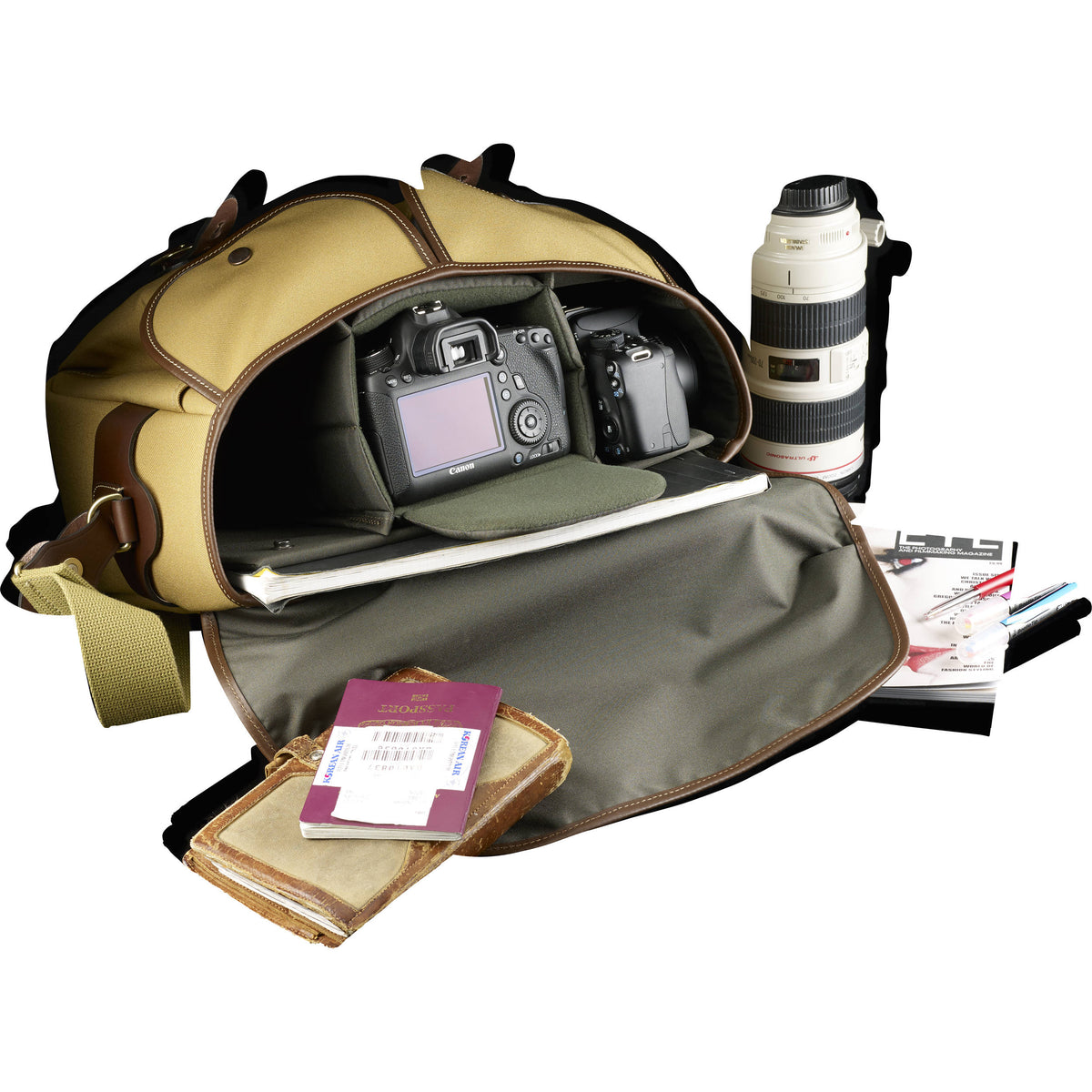 Bandolera Billingham Hadley One (Sage FibreNyte con Chocolate Leather) - vista trasera