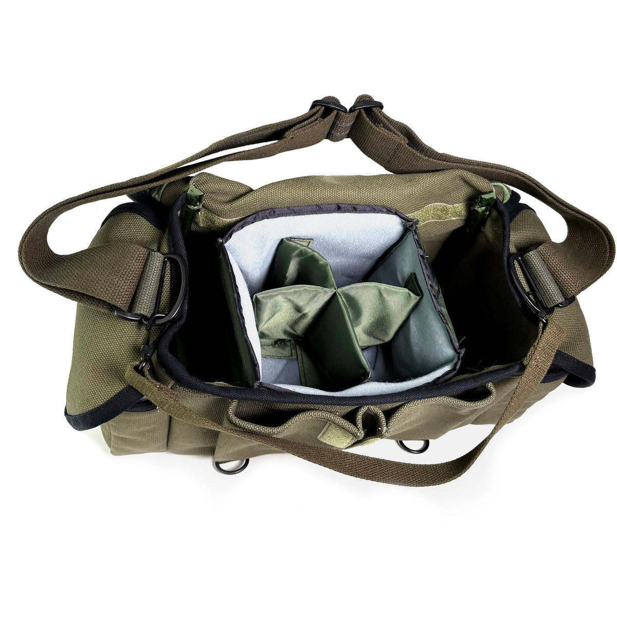 Bandolera Domke F-2 (Basket Weave, Verde oliva) - vista frontal