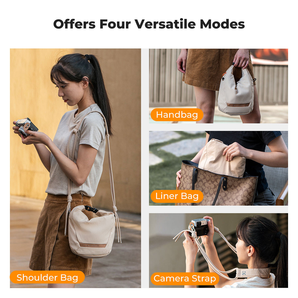 Bandolera K&F Concept Urban Wander 11 Sling (Beige) - vista lateral