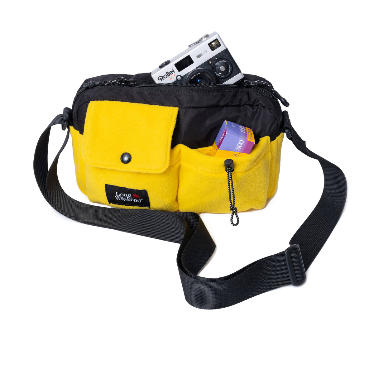 Bandolera Long Weekend Santa Fe (Amarillo Fleece, 3L) - puertos y conexiones