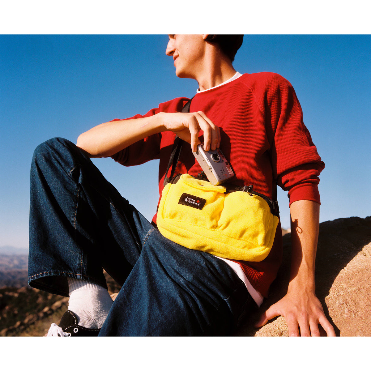 Bandolera Long Weekend Santa Fe (Amarillo Fleece, 3L) - en uso