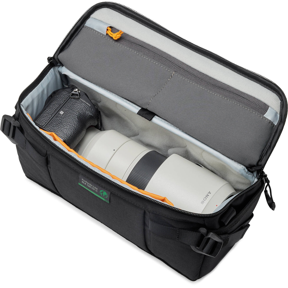 Bandolera Lowepro ProTactic Lite SLX 120 AW III Sling (Negro, 5L) - puertos y conexiones
