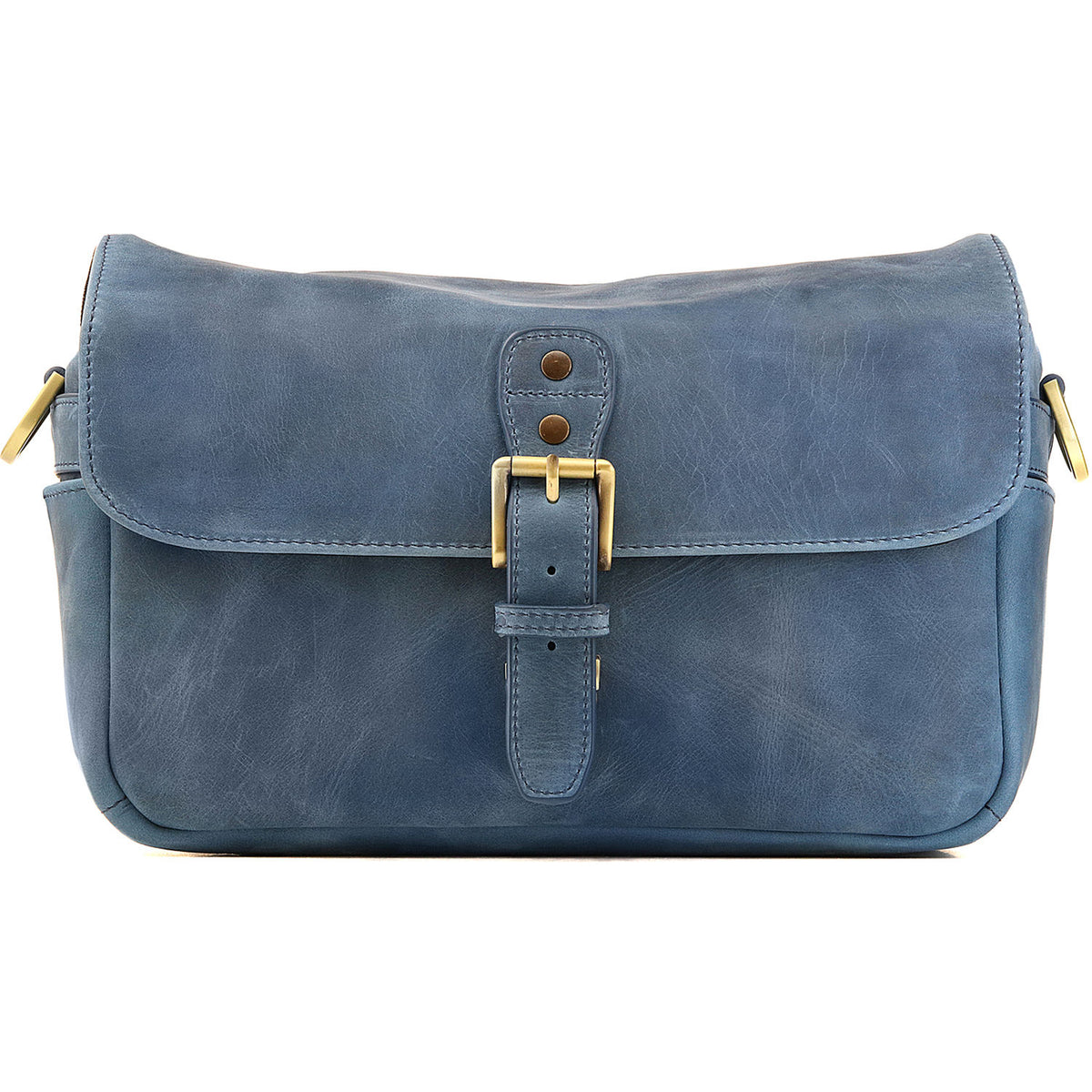 Bandolera MegaGear Leather Messenger (Azul) - vista trasera