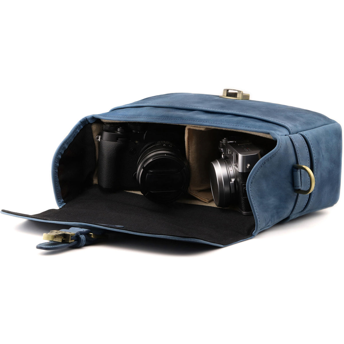 Bandolera MegaGear Leather Messenger (Azul) - detalle
