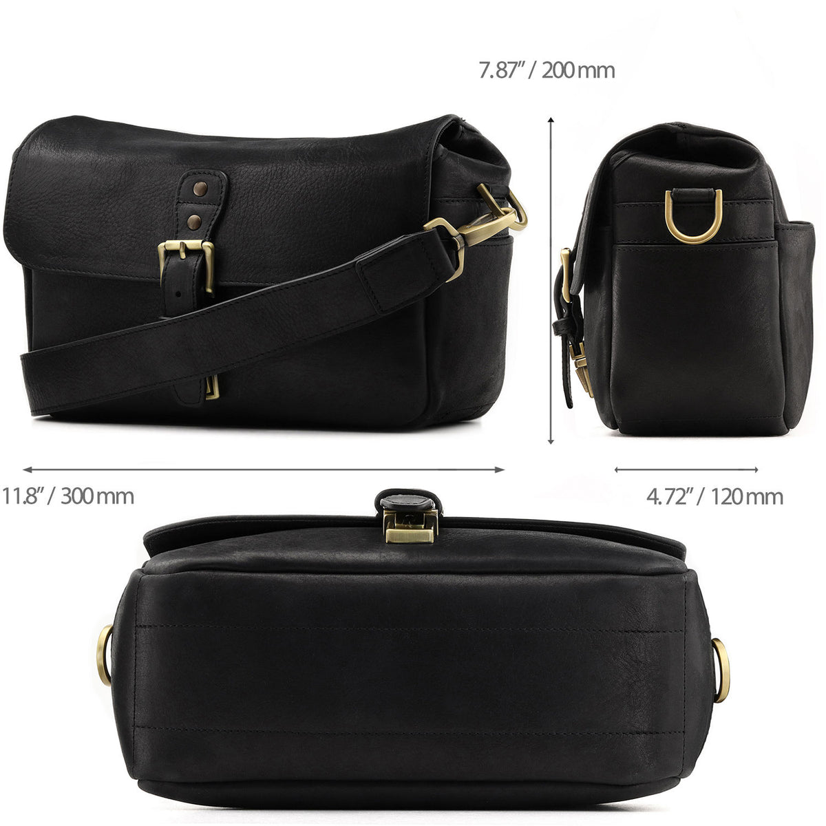 Bandolera MegaGear Leather Messenger (Negro) - contenido de la caja
