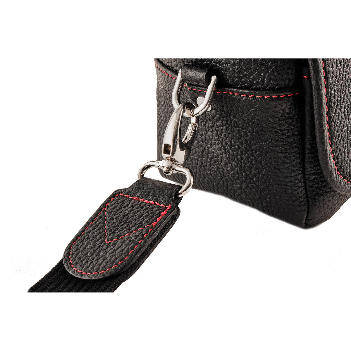 Bandolera Oberwerth Charlie 2 (Negro/forro Rojo y Stitching) - detalle