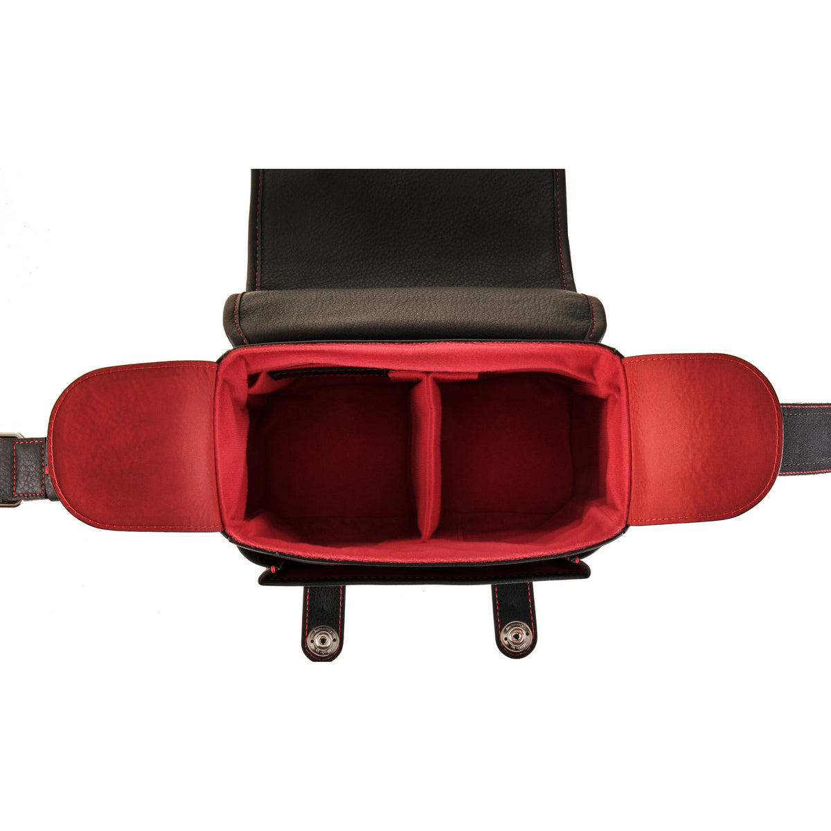 Bandolera Oberwerth Louis para Leica M11 (Negro con Rojo Stitching) - vista trasera