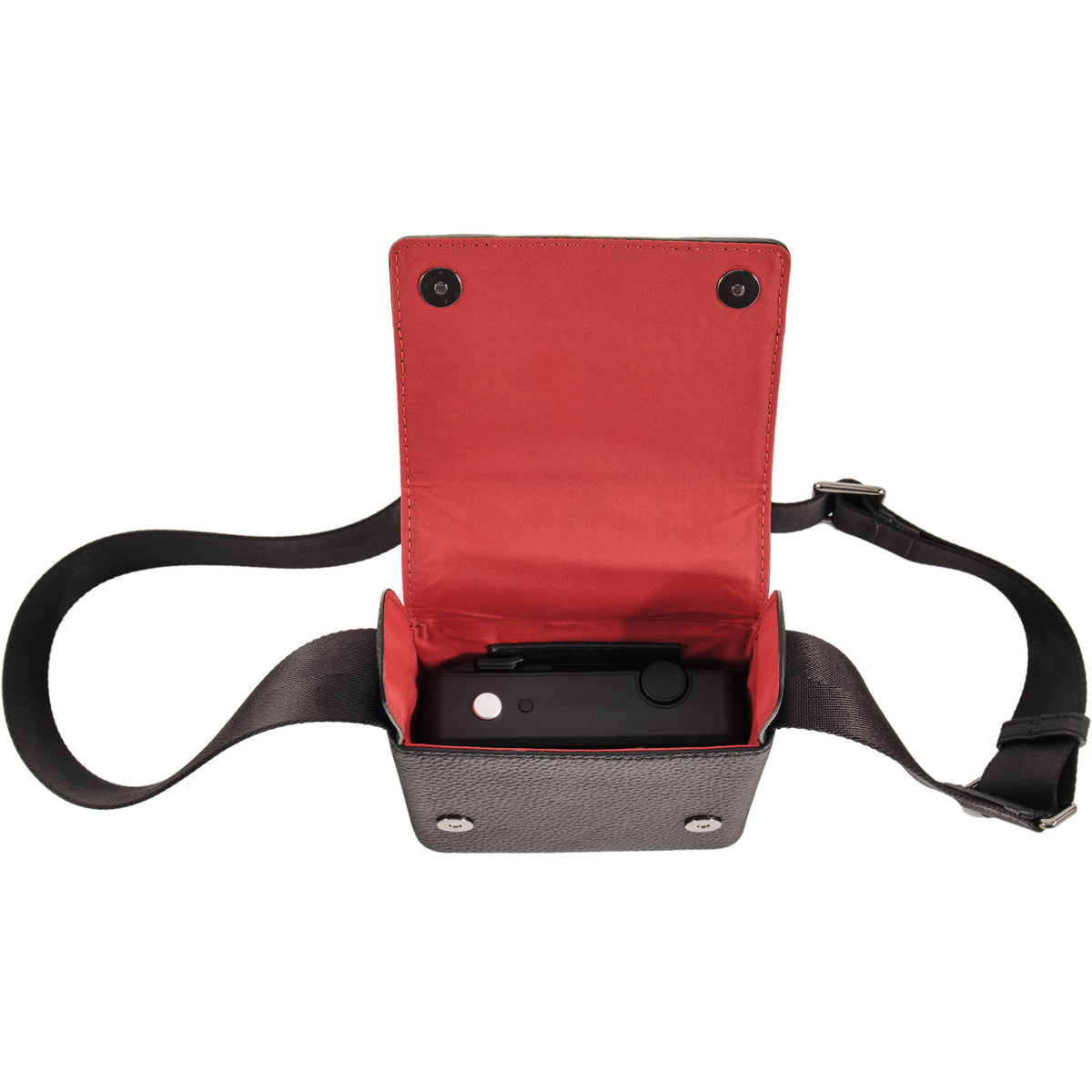 Bandolera Oberwerth Micro para Leica Sofort 2 (Negro con forro Rojo) - vista lateral
