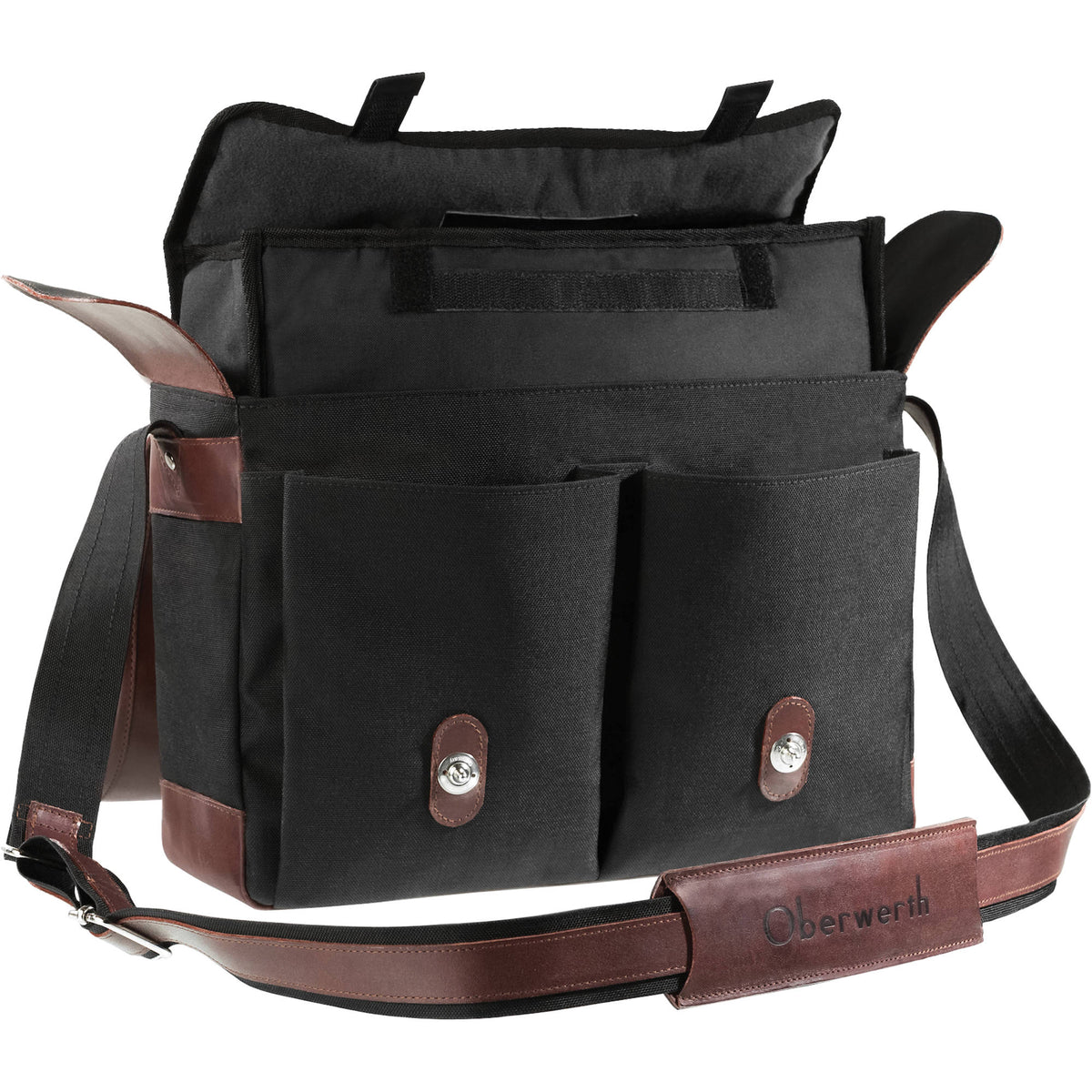 Bandolera Oberwerth Munchen Grande (Negro/Dark Brown) - vista lateral