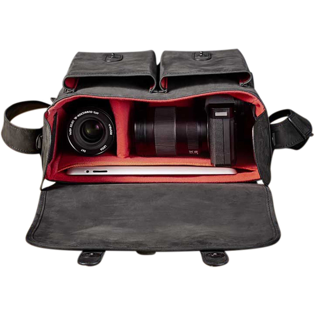 Bandolera Oberwerth The SL Mediano Leather Photo (Negro/Rojo) - vista trasera