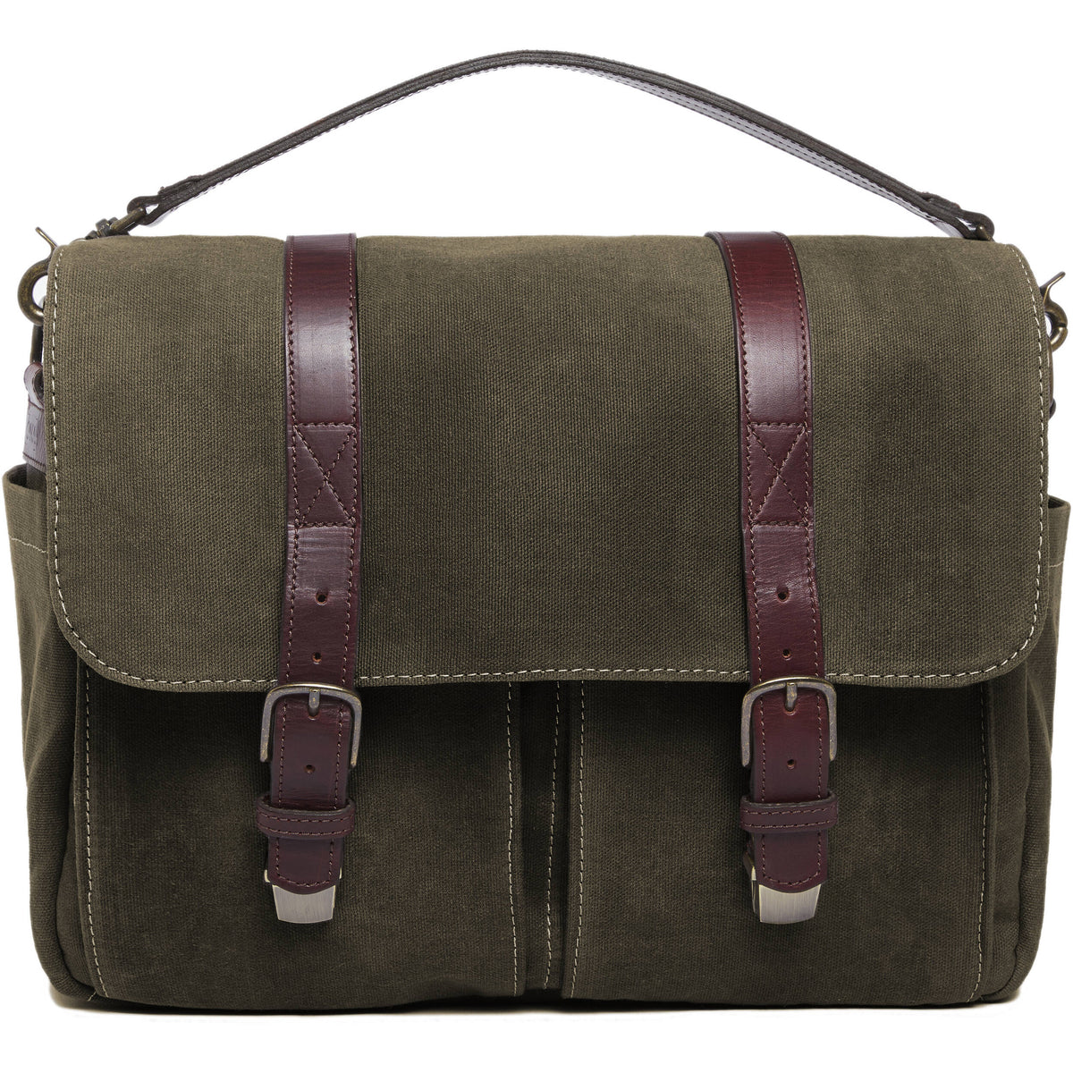 Bandolera ONA Brixton /Laptop Messenger (Verde oliva Canvas) - vista frontal