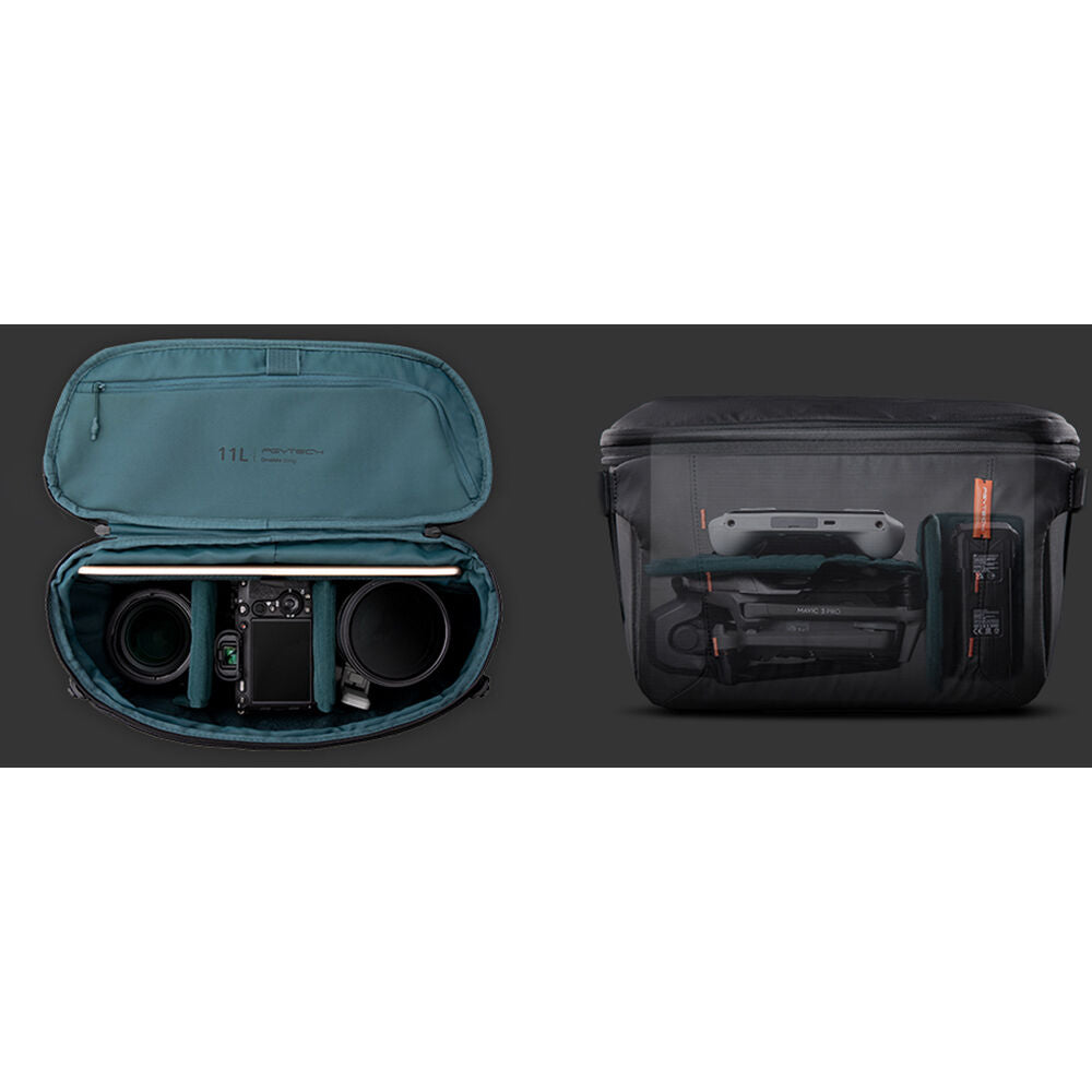 Bandolera PGYTECH OneMo Sling (Space Negro, 7L) - en uso
