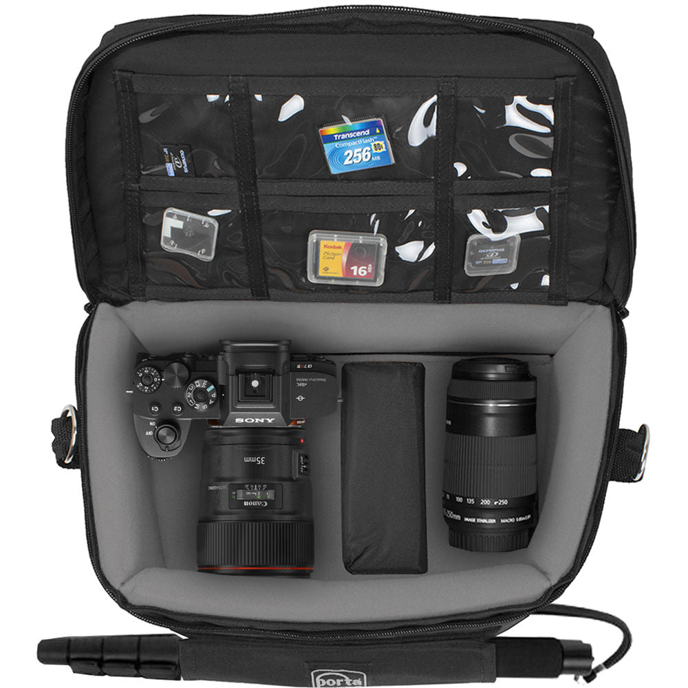 Bandolera PortaBrace Messenger-Style para Sony a7R (Negro) - vista trasera