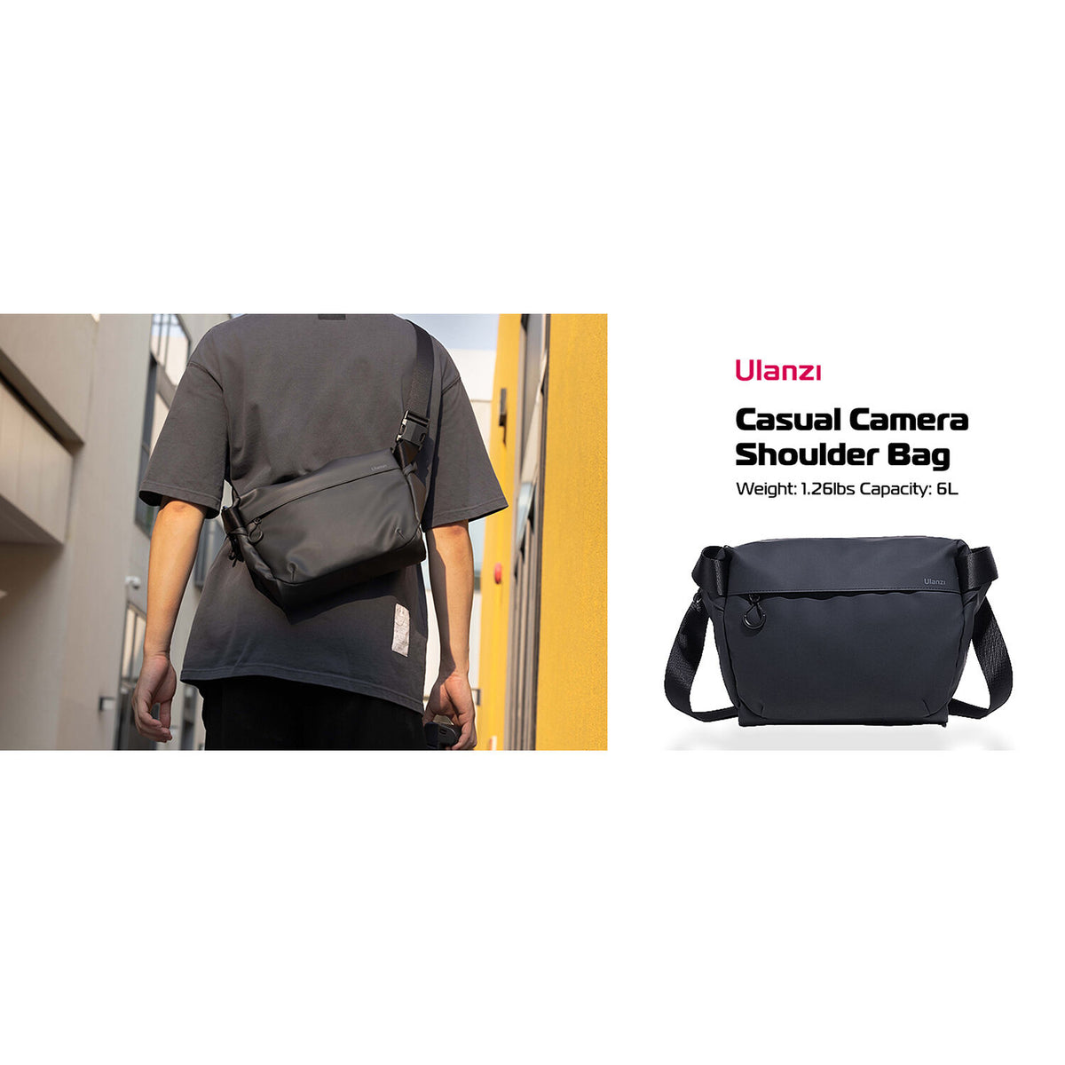 Bandolera Ulanzi Casual (Negro, 6L) - vista lateral
