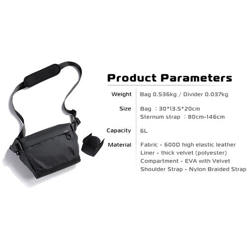Bandolera Ulanzi Casual (Negro, 6L) - detalle