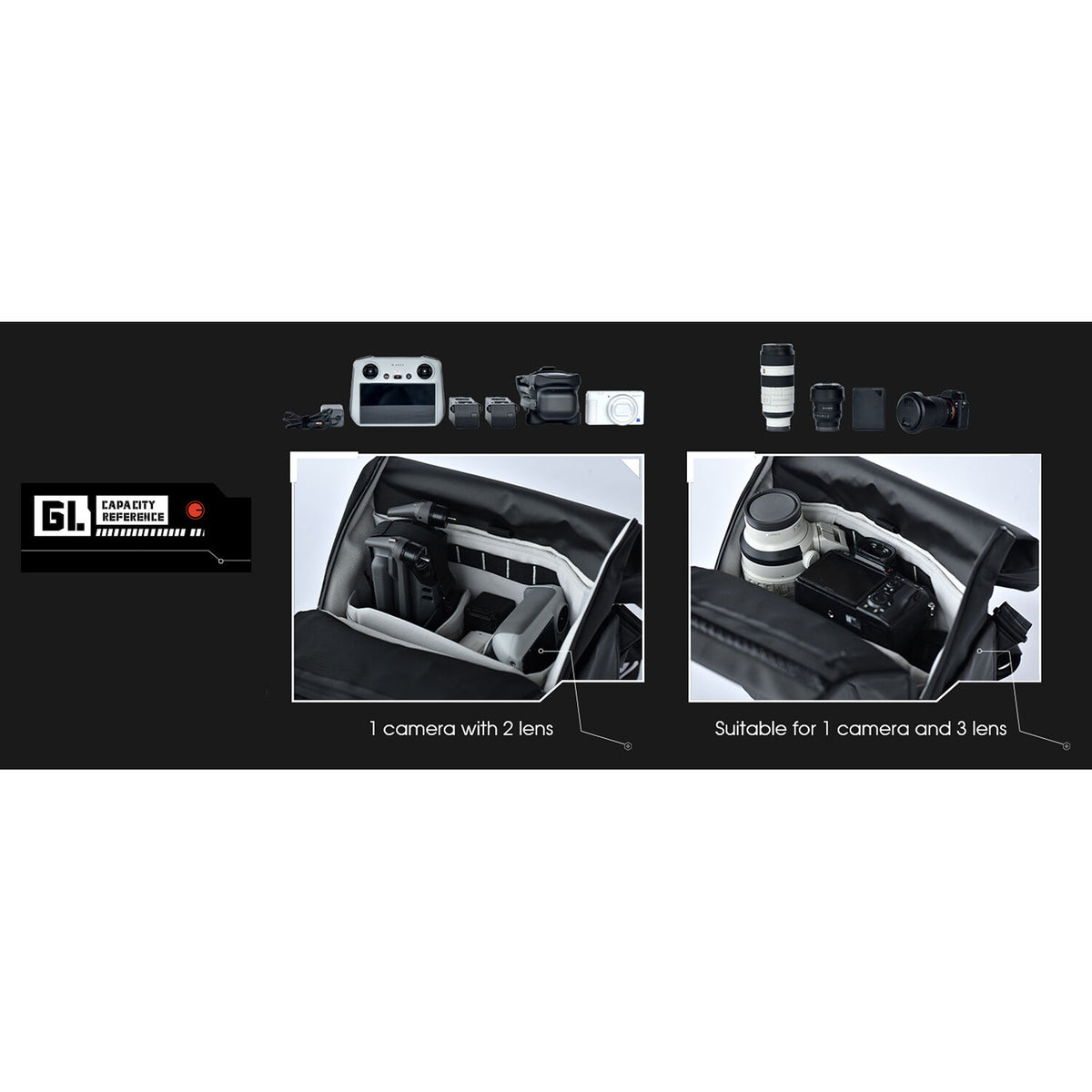 Bandolera VSGO Negro Snipe Messenger (6L) - detalle
