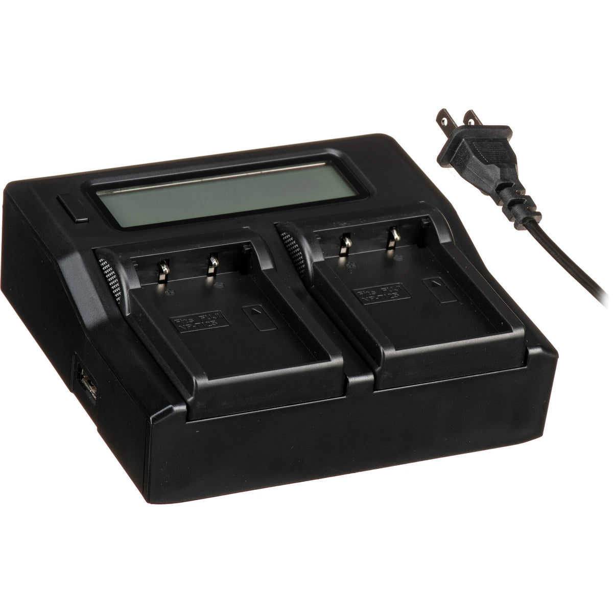 Batería Bescor NPT125 2-unidades y doble bahías Auto cargador kit para Select FUJIFILM Cameras - vista trasera