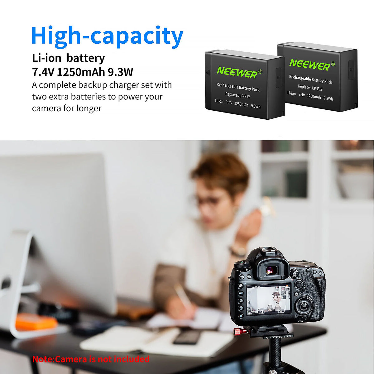 Batería Neewer LP-E17 2-unidades con doble USB cargador (1250mAh) - contenido de la caja