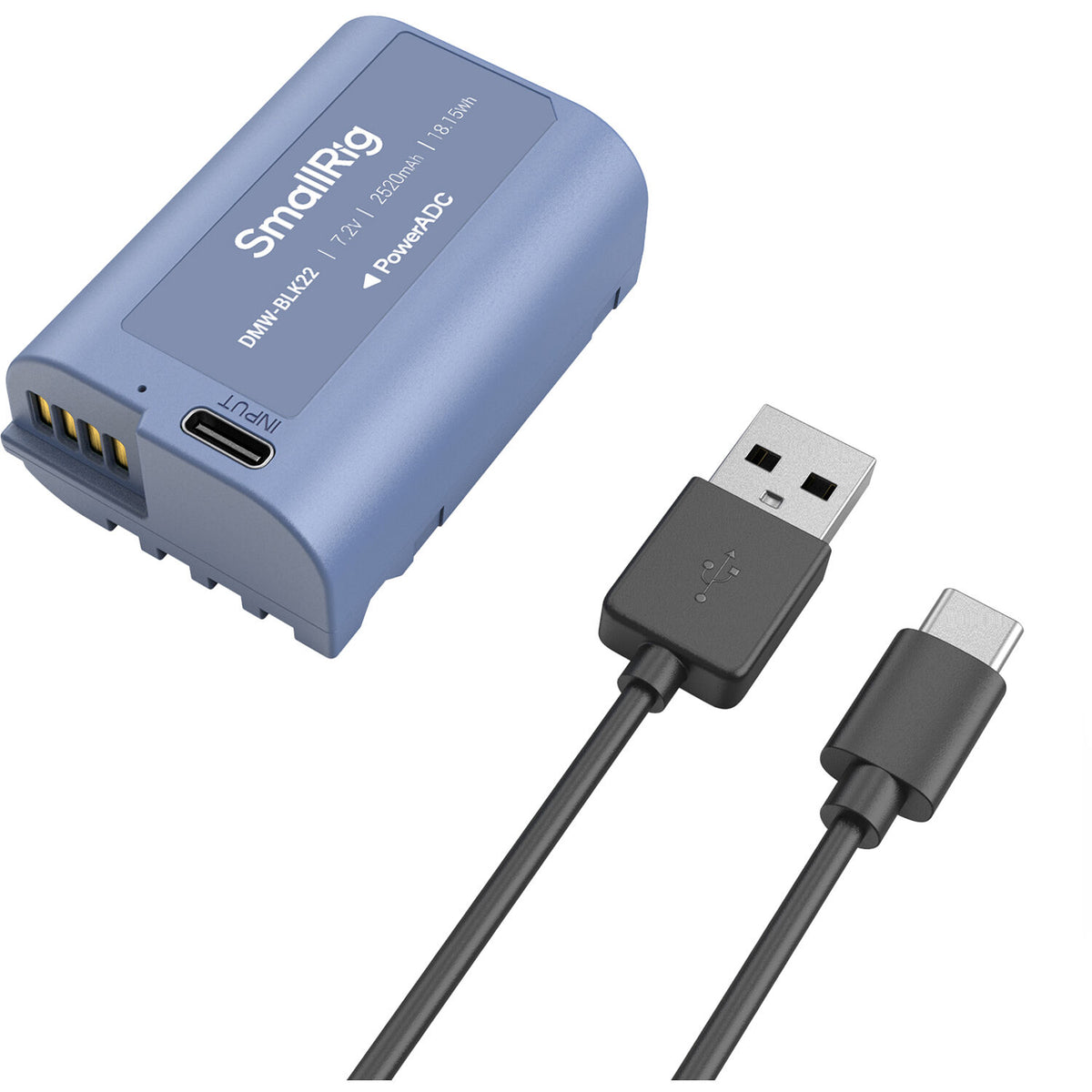 Batería SmallRig DMW-BLK22 USB-C (2520mAh, Azul) - vista lateral