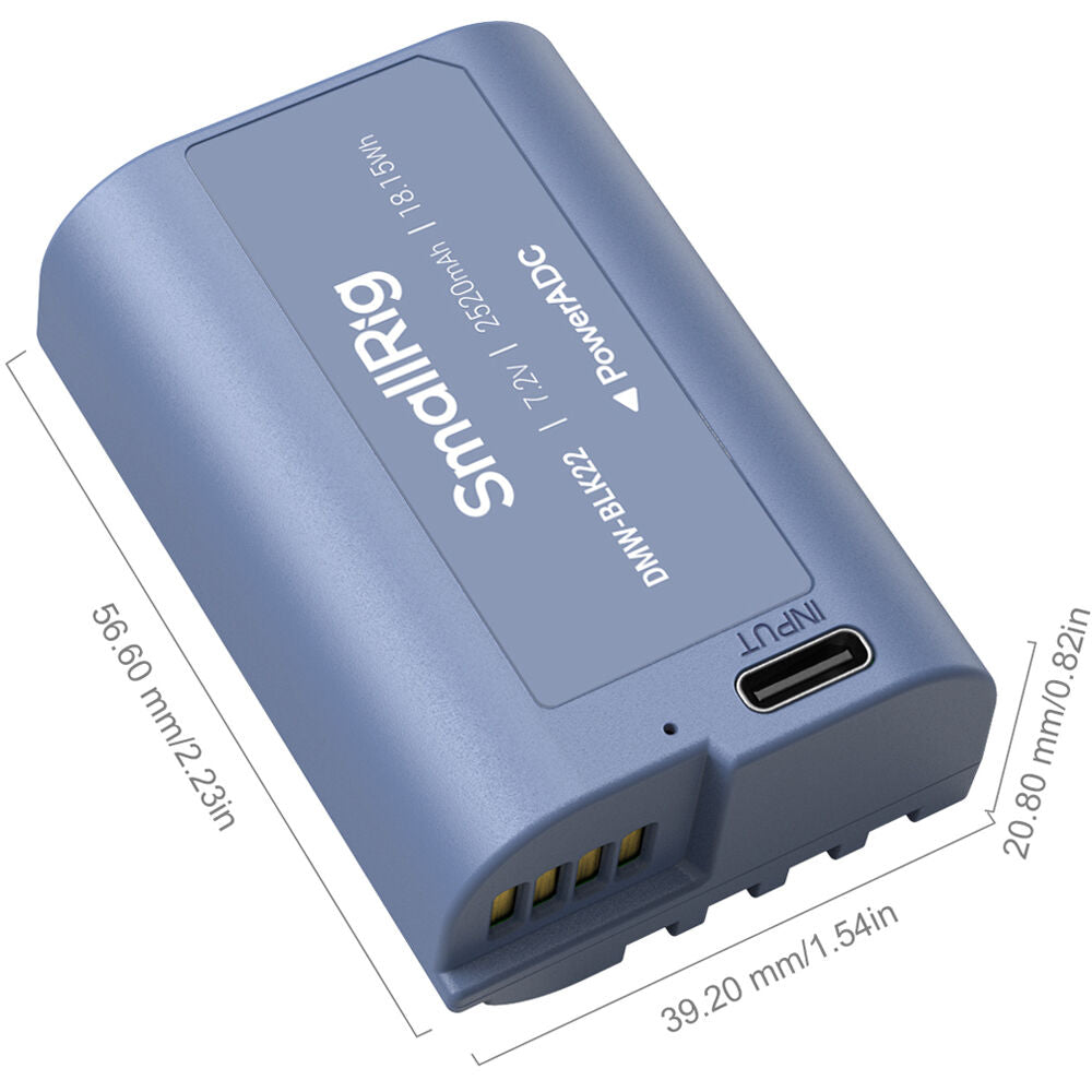Batería SmallRig DMW-BLK22 USB-C (2520mAh, Azul) - contenido de la caja