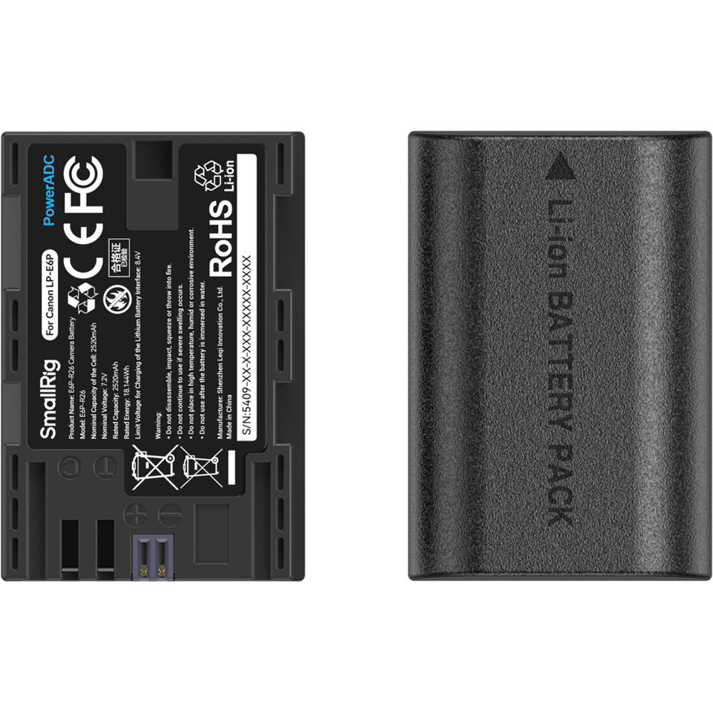 Batería SmallRig E6P-BR26 kit con 2 y 2-bahías USB cargador + Intelligent Display kit - vista trasera