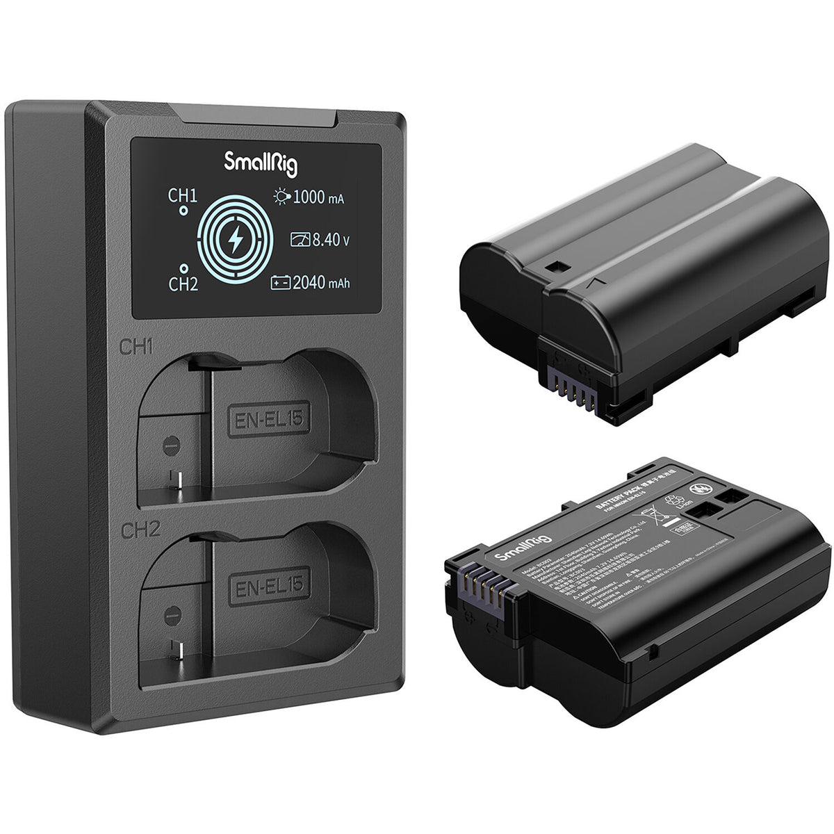 Batería SmallRig EN-EL15 Camera y cargador kit - vista frontal