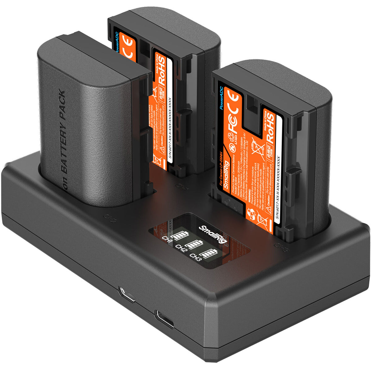 Batería SmallRig LP-E6NH kit con 3 y portátil 3-bahías cargador - vista principal