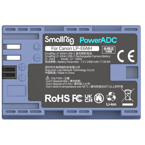 Batería SmallRig LP-E6NH USB-C (2400mAh, Azul) - vista frontal
