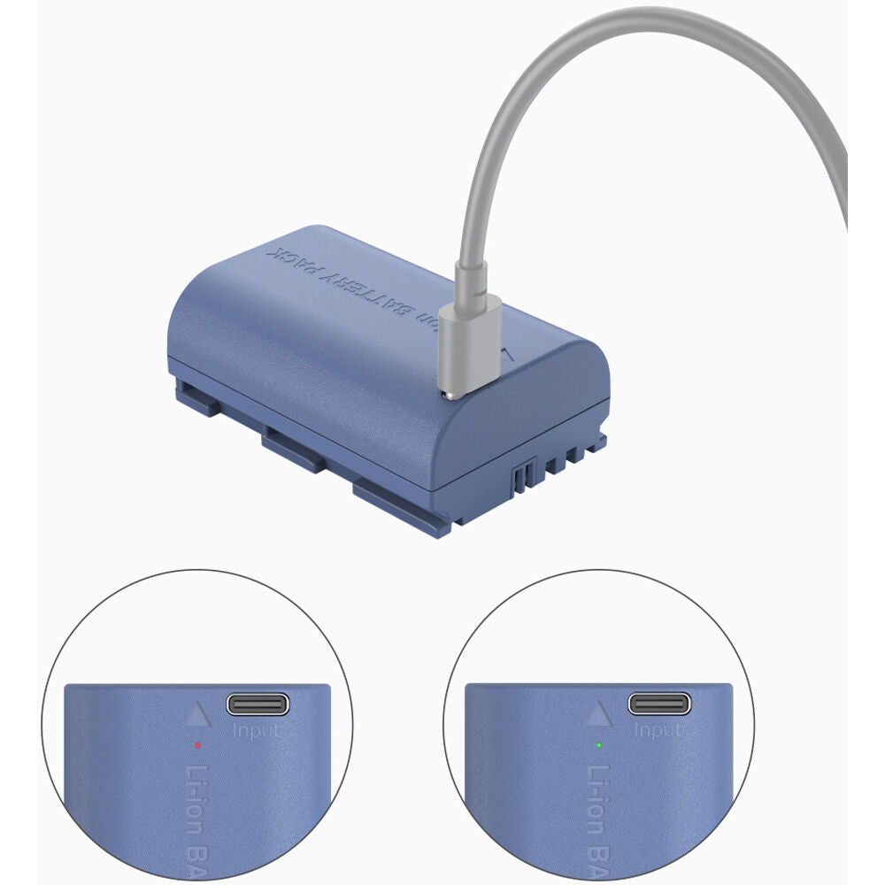 Batería SmallRig LP-E6NH USB-C (2400mAh, Azul) - puertos y conexiones