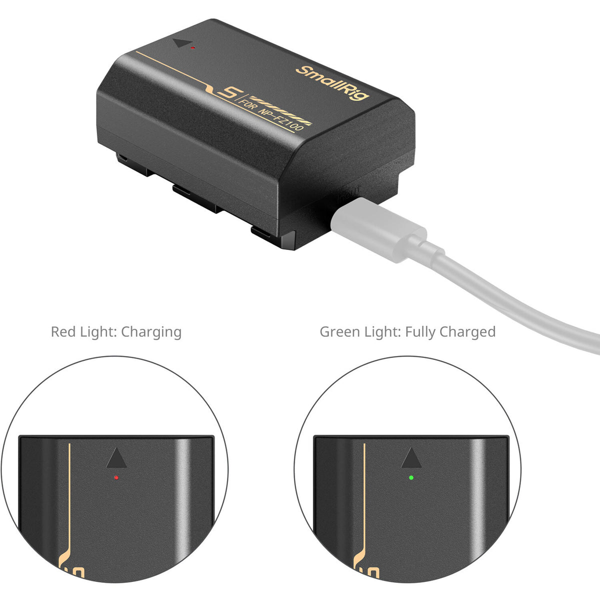 Batería SmallRig NP-FZ100 USB-C (2600mAh, Negro) - vista frontal