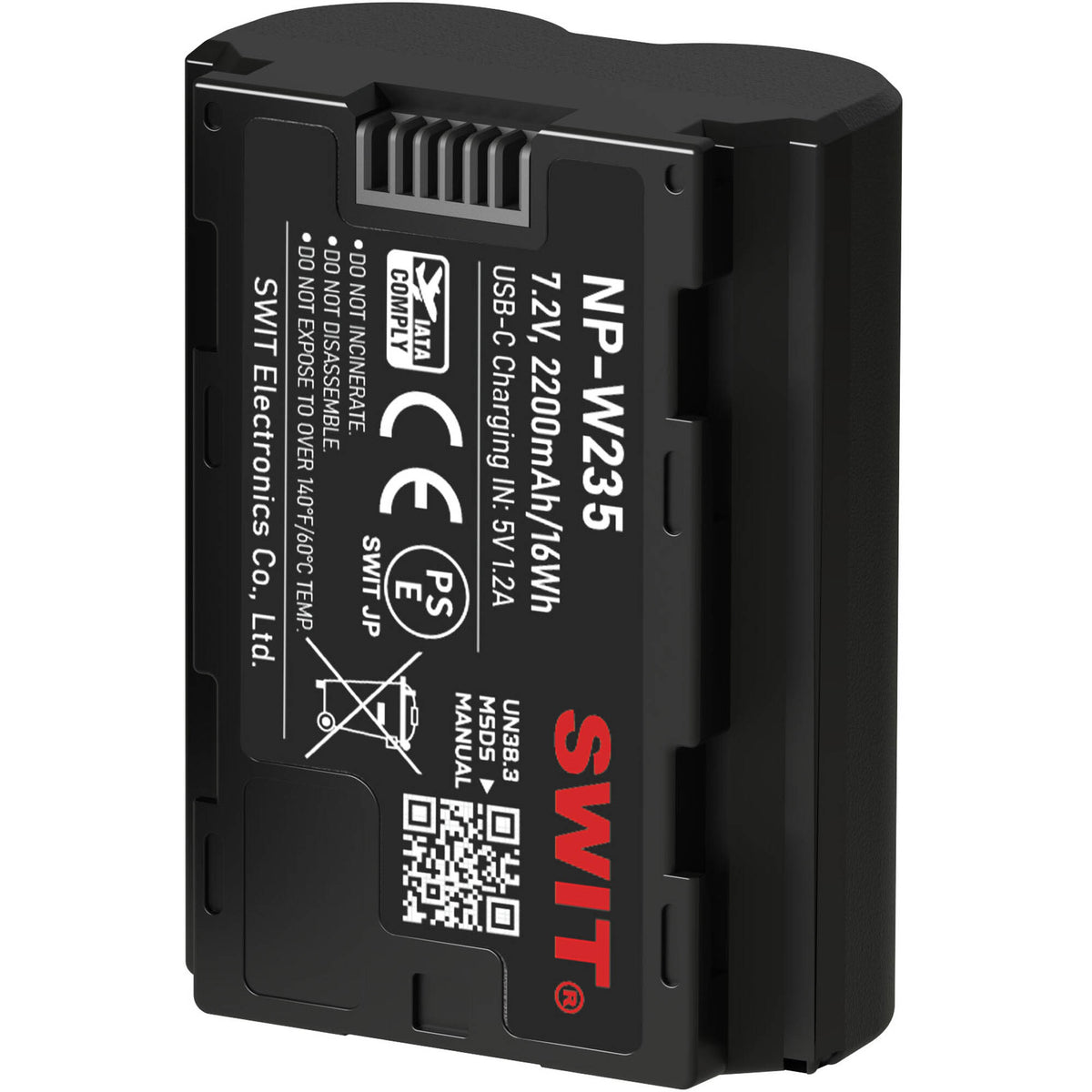 Batería SWIT PowerCell NP-W235 USB-C para Select FUJIFILM Cameras (2200mAh) - vista frontal