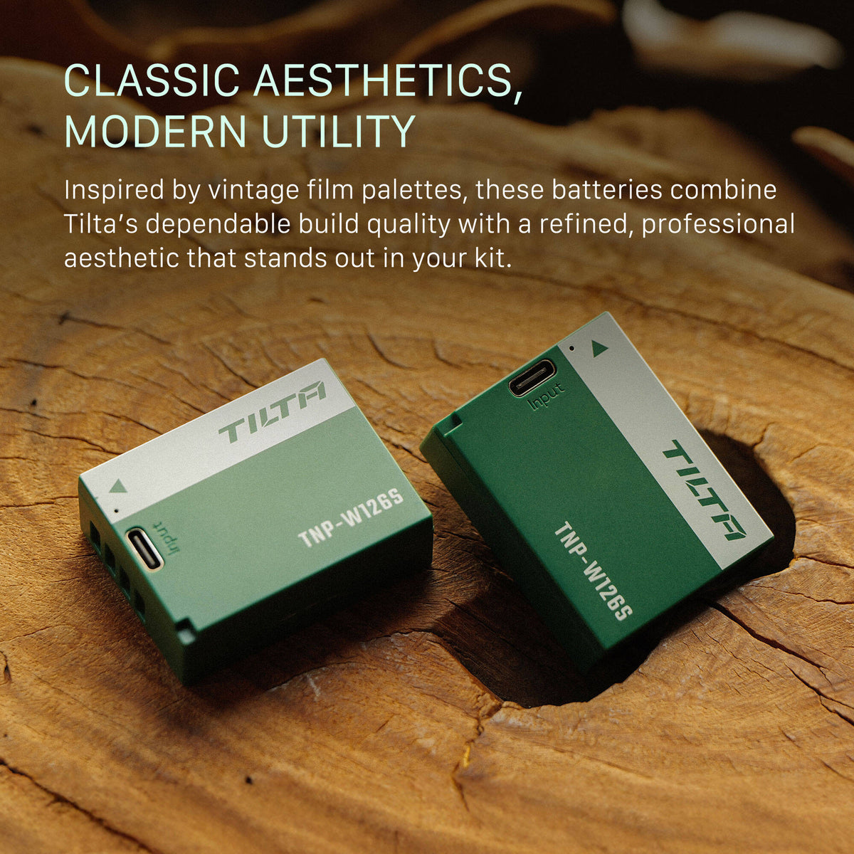 Batería Tilta NP-W126S con USB-C Input (1050mAh, Ash Verde) - contenido de la caja