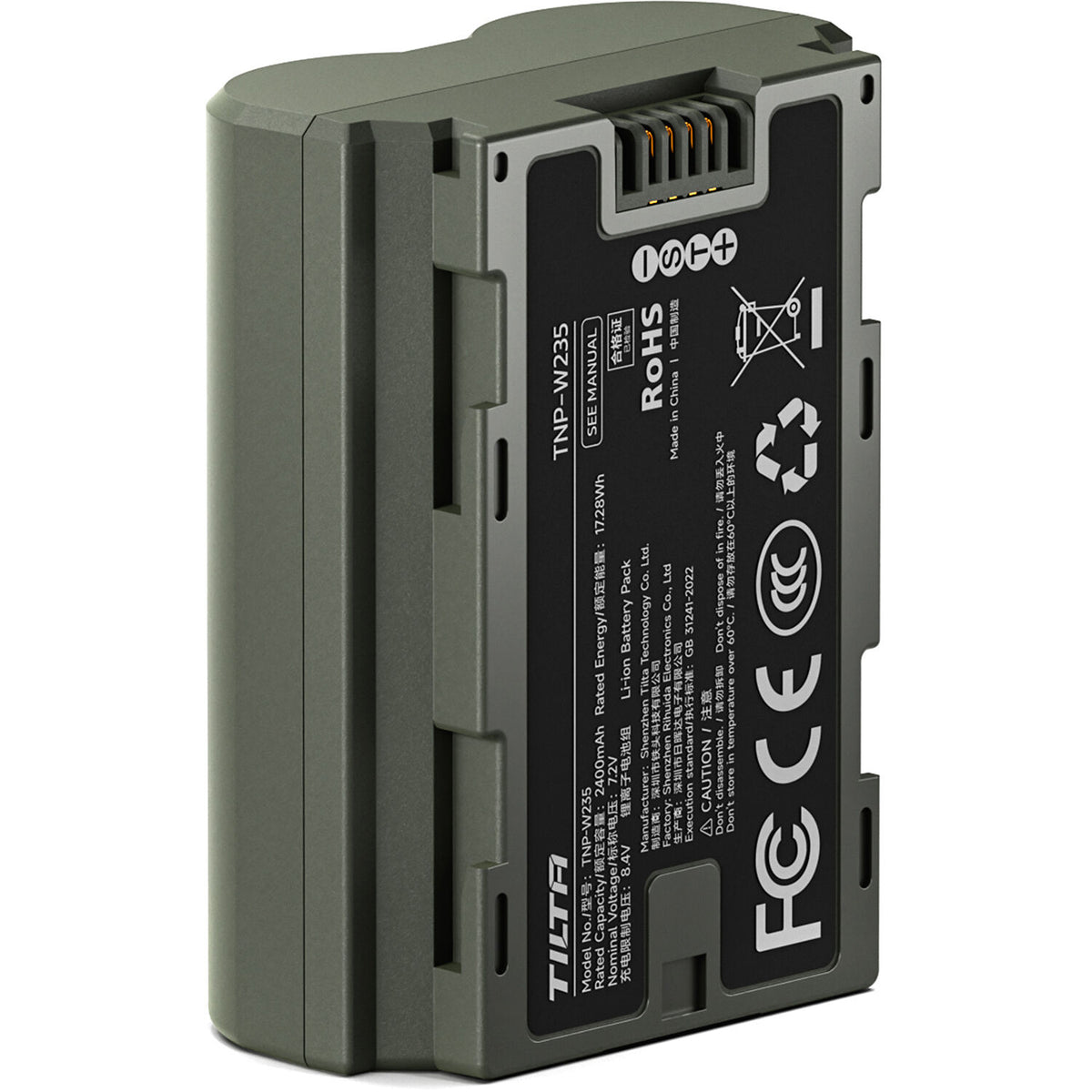 Batería Tilta NP-W235 USB-C (2400mAh) - vista trasera