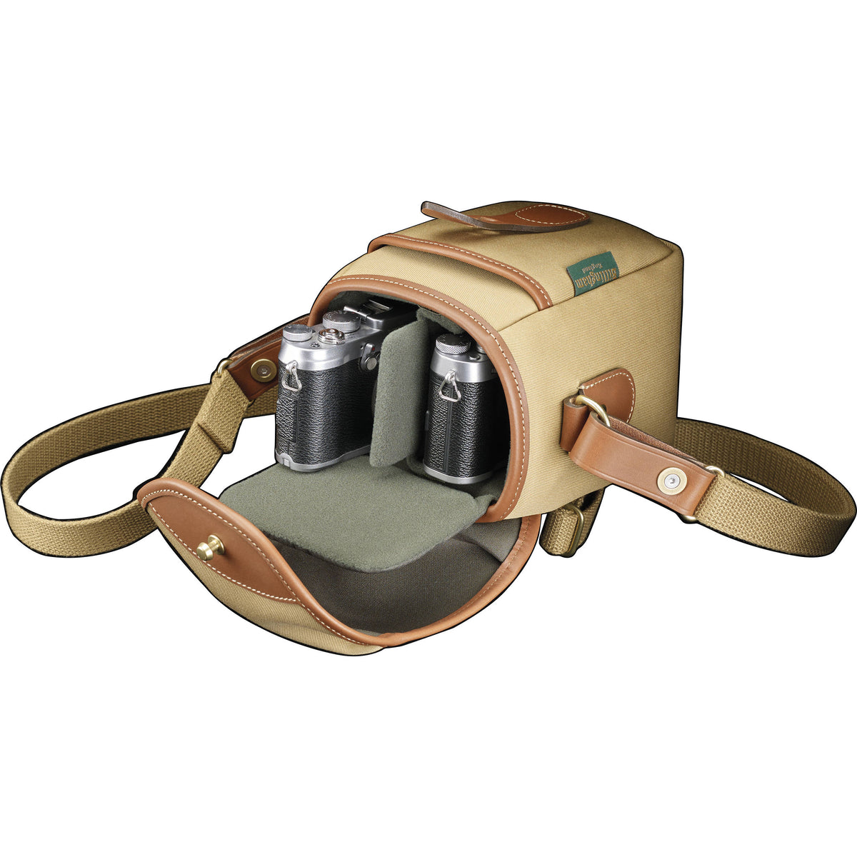 Bolso Bandolera Billingham 72 (Caqui lona/Arena cuero Trim, 1.4L) - vista lateral