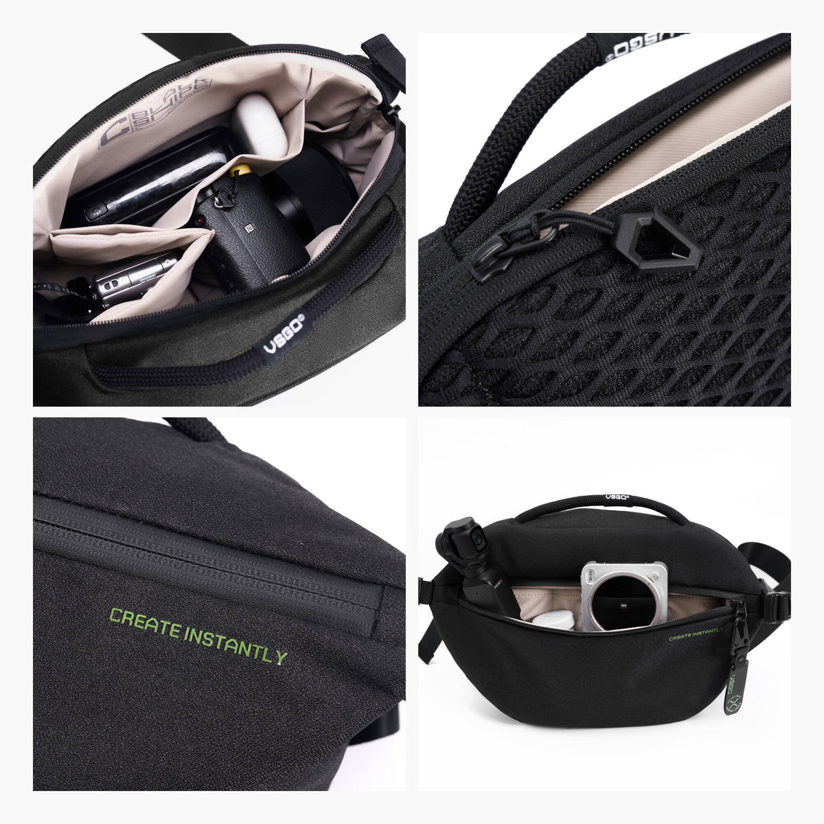 Bolso Bandolera VSGO Negro Snipe Casual Shuttle (Negro, 4L) - puertos y conexiones