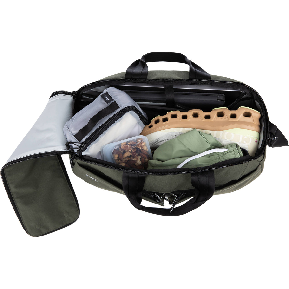 Bolso Pakt Travel Duffel (Forest, 25L) - contenido de la caja