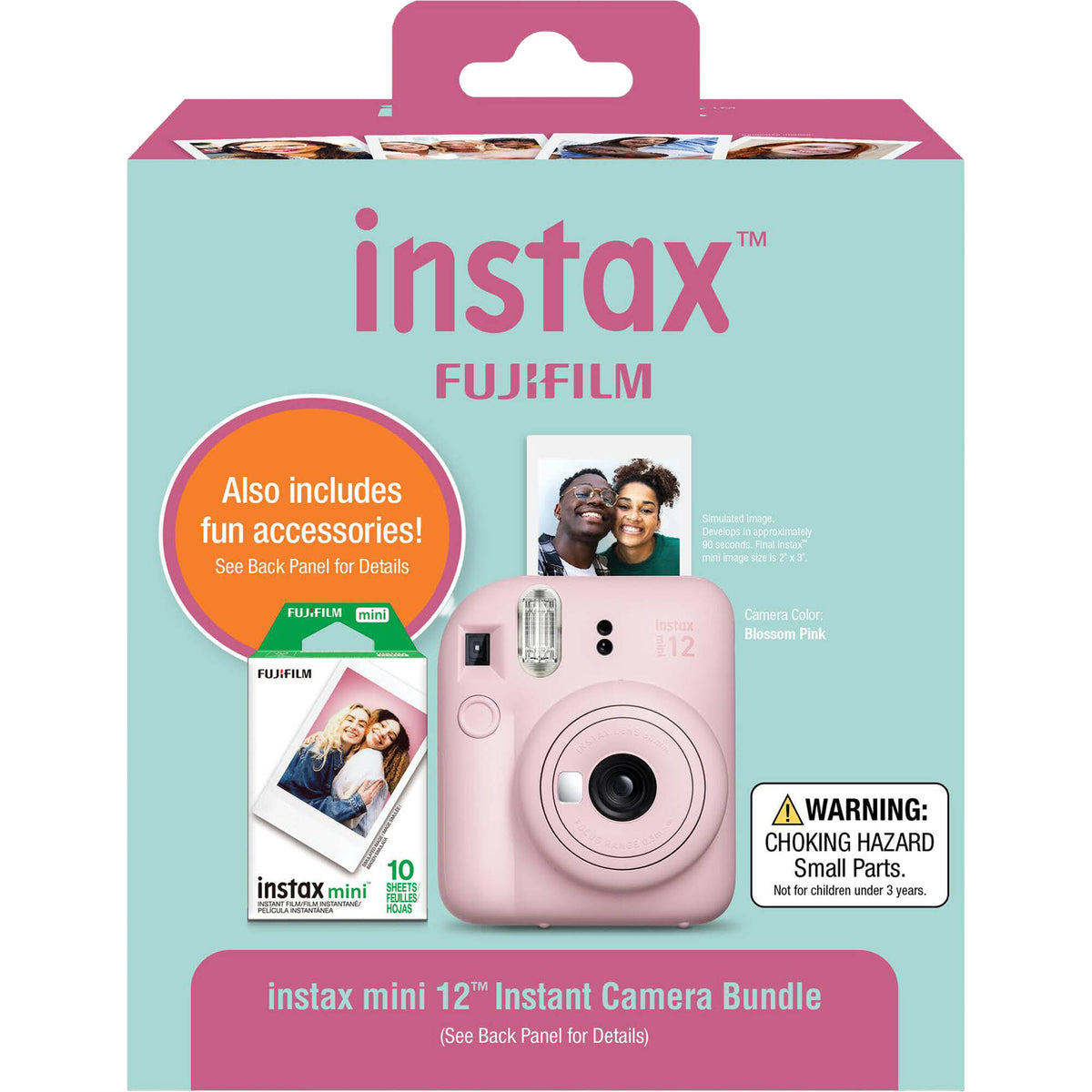 Cámara Analógica Fujifilm instax mini 12 Instant Bundle (Blossom Rosa) - vista trasera
