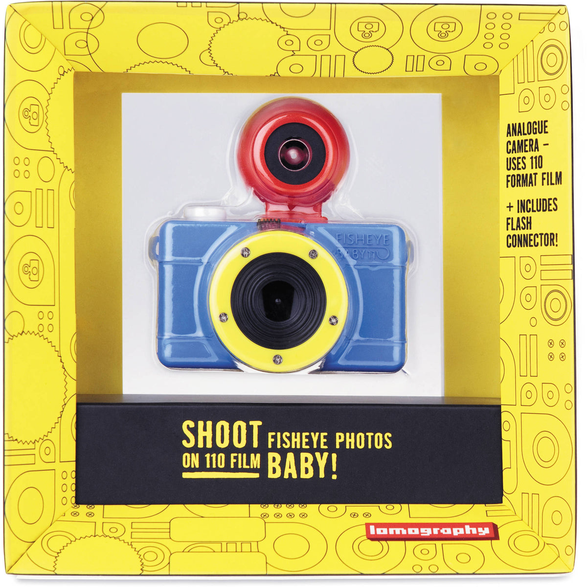 Cámara Analógica Lomography Fisheye Baby 110 (Edición Bauhaus) - contenido de la caja