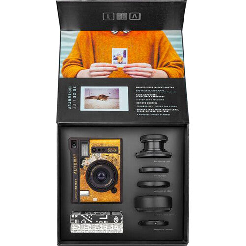 Cámara Analógica Lomography Lomo'Instant Automat Glass (Edición Klimt Kiss) - contenido de la caja