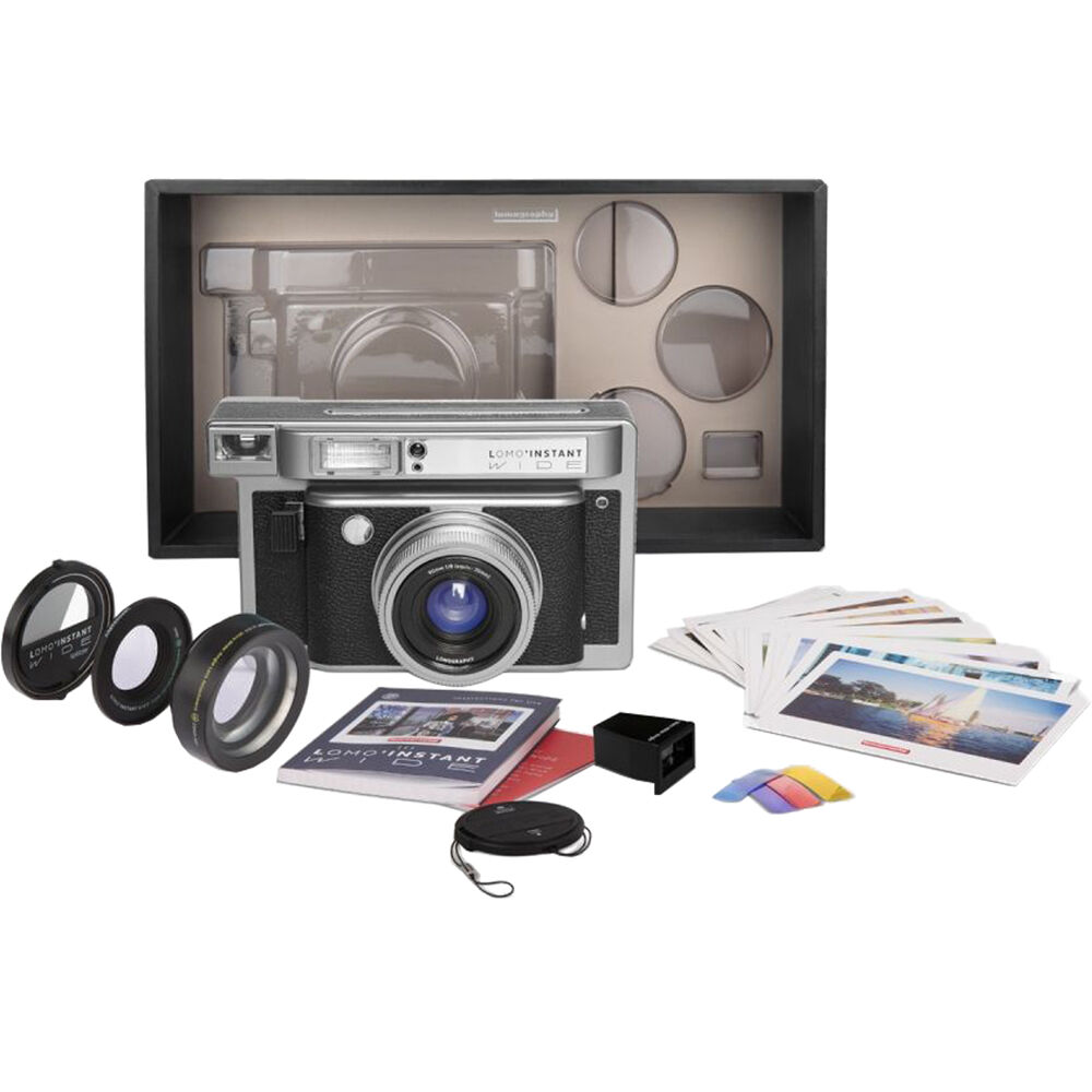 Cámara Analógica Lomography Lomo'Instant Wide Monte Carlo y Lentes - vista lateral