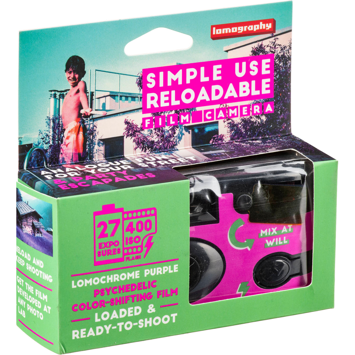 Cámara Analógica Lomography LomoChrome Purple 2019 Simple Use (Rollo de 27 Exposiciones) - vista frontal