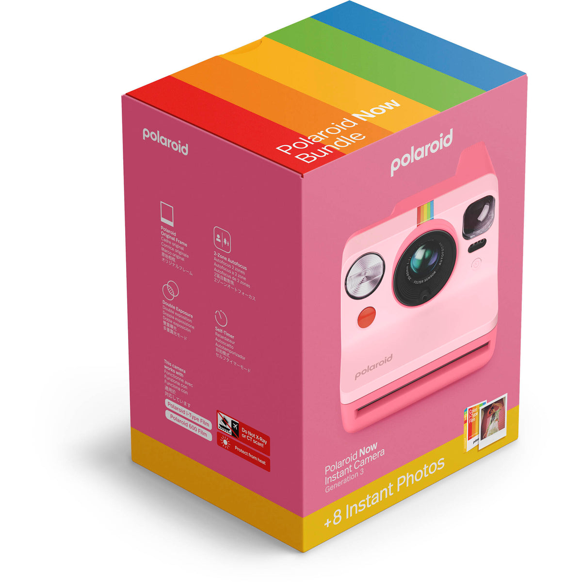 Cámara Analógica Polaroid Now Generation 3 i-Type Set Inicial (Rosa, 8 Exposiciones) con Película - vista lateral