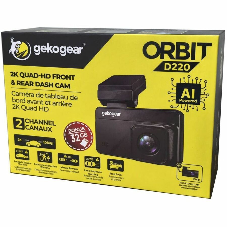Cámara de Tablero GekoGear Orbit D220 2K Quad HD AI Front and Rear Dash Cam - vista 3