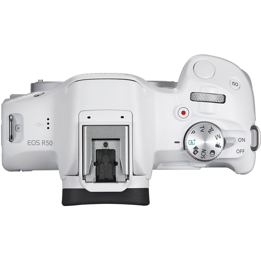 Cámara Digital Canon EOS R50 Mirrorless APS-C 24.2MP Blanca - vista trasera